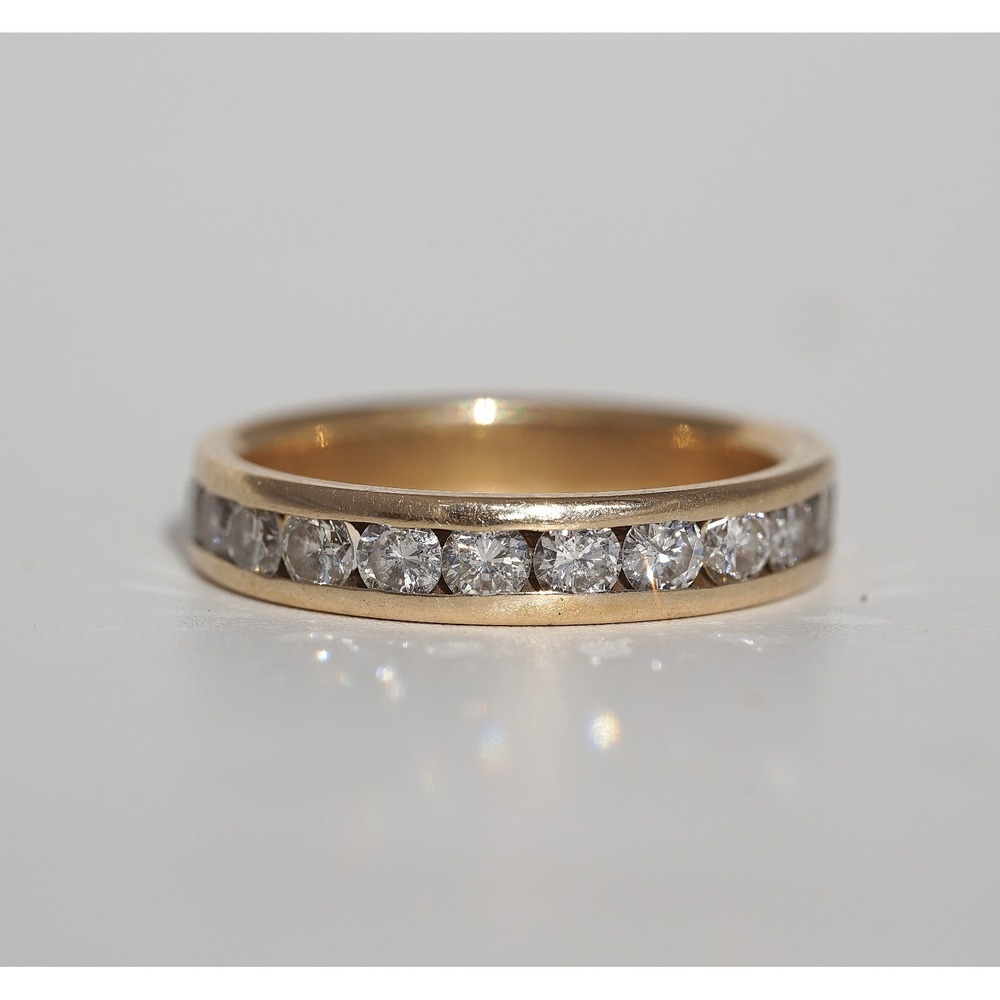 Vintage 14k Solid Gold Natural Channel Set Eternity Band Ring - 3.20g Size 6 - Picture 5 of 9